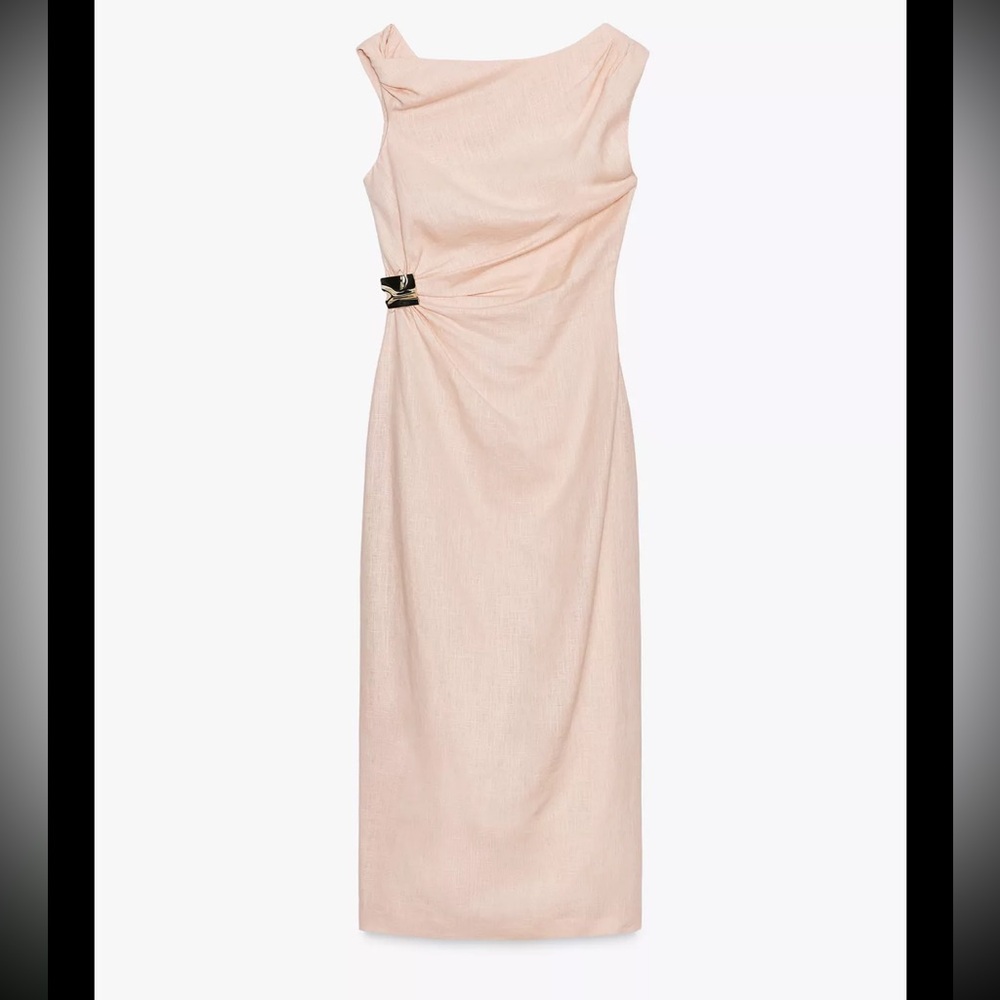NWT: Zara Elegant 🍑 Sleeveless Draped Dress in Sz : L